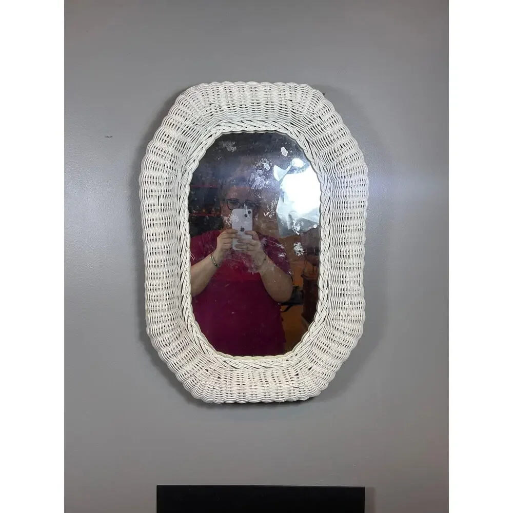 Wicker Octagon Mirror